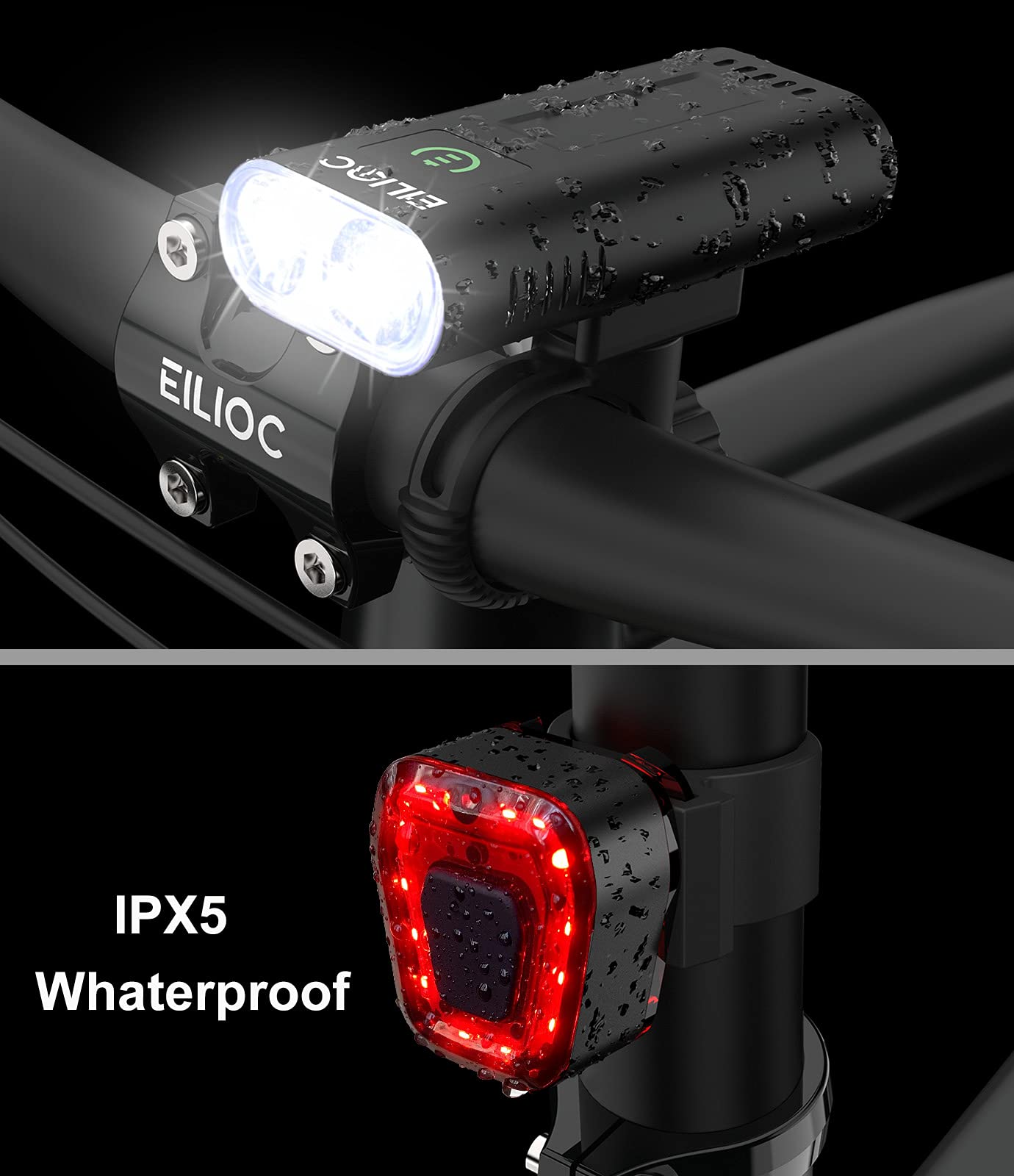 1200LM Rechargeable Bike Light Set