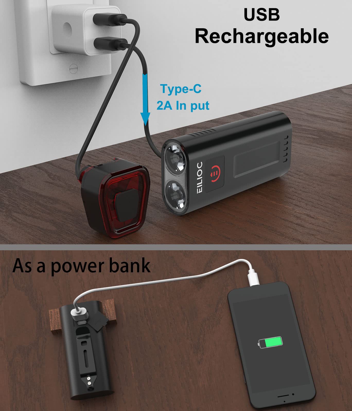 1200LM Rechargeable Bike Light Set