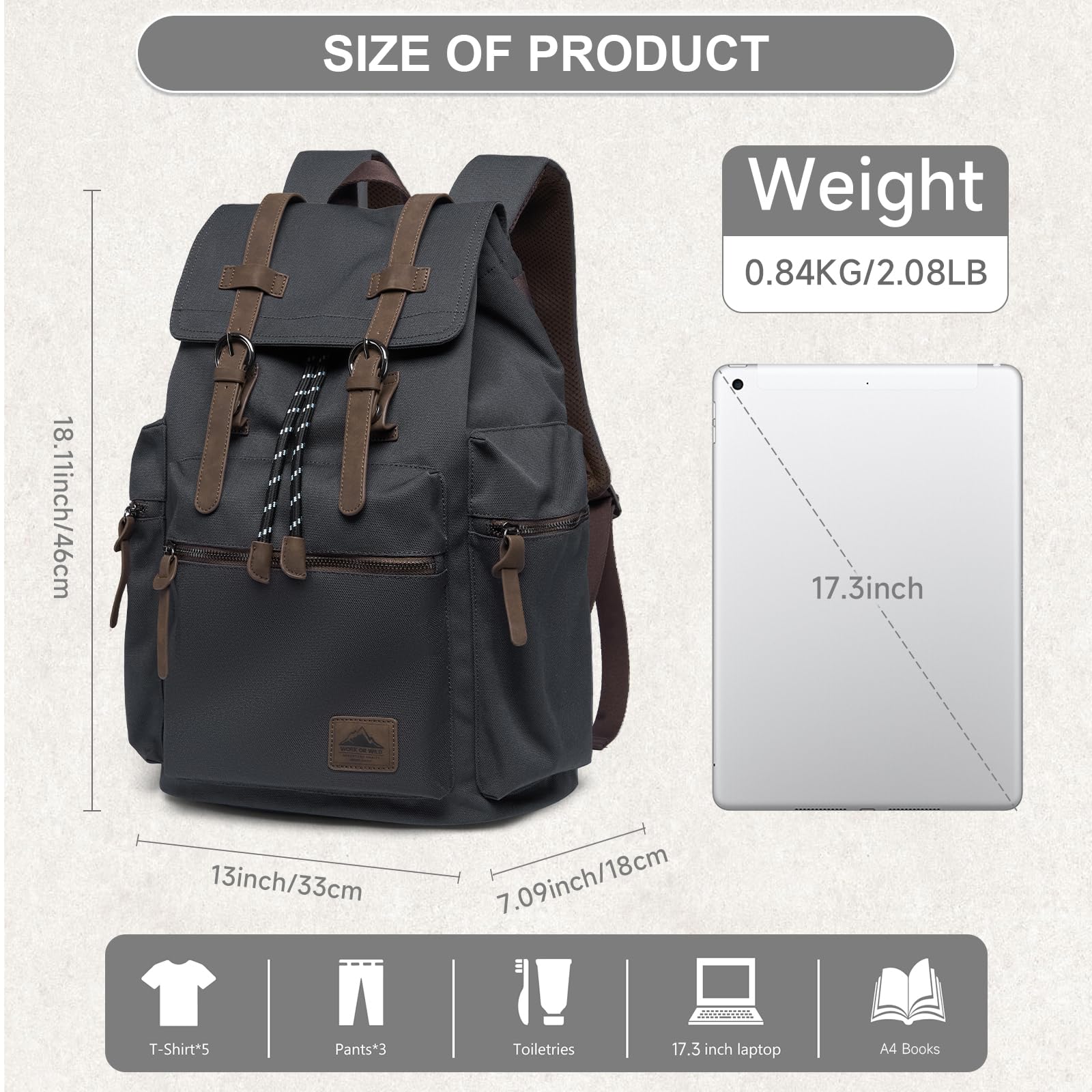 Vintage Canvas Laptop Backpack