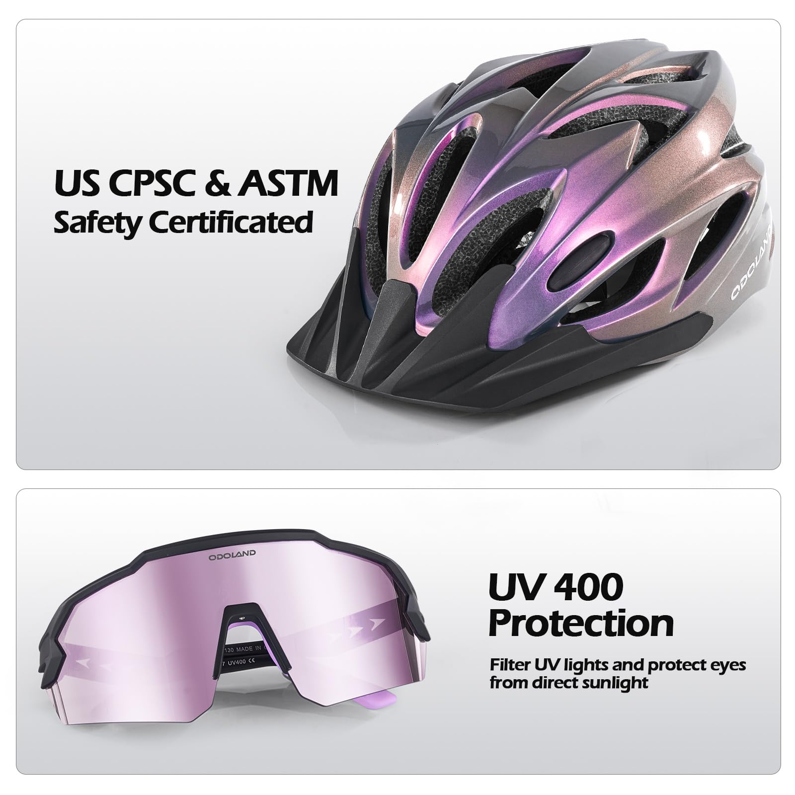 Cycling Helmet & Sunglasses Set