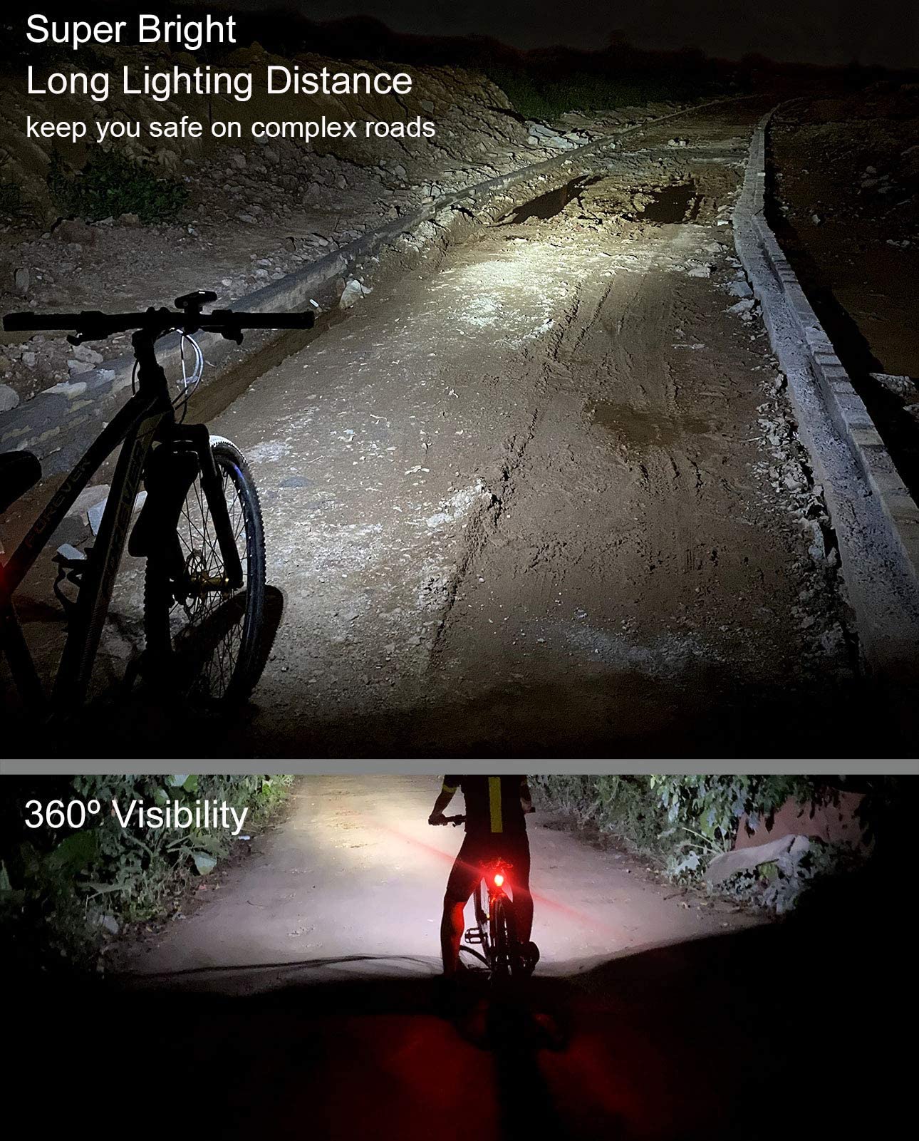 1200LM Rechargeable Bike Light Set